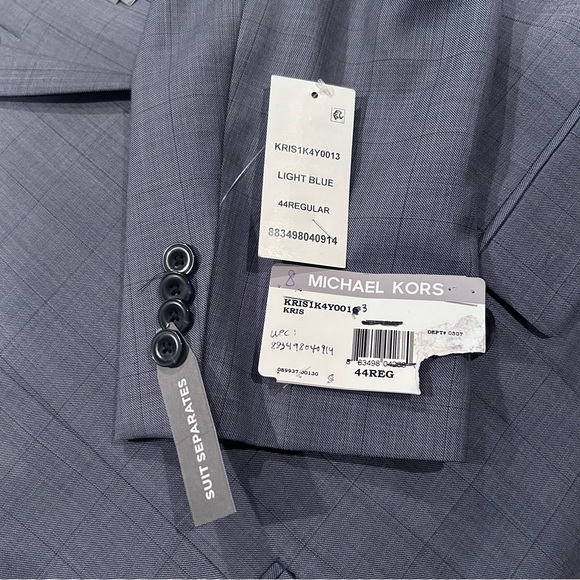 Michael Kors Mens 44R Kris Wool Blend Suit Jacket Blue Gray Windowpane NWT - Picture 3 of 16